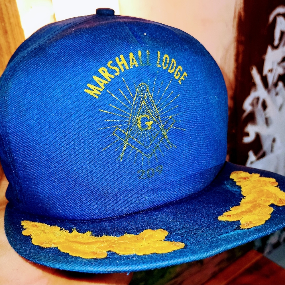 Blue and gold scrambled eggs Masonic hat